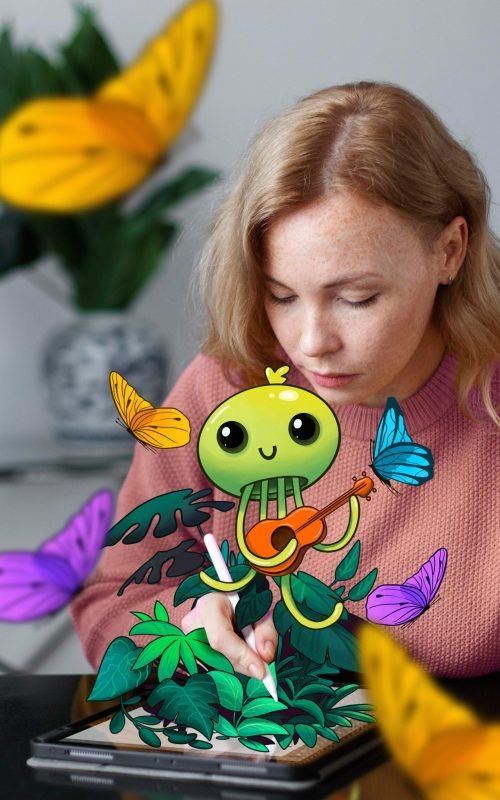 ilustrador-de-tiro-medio-dibujando-en-el-ipad